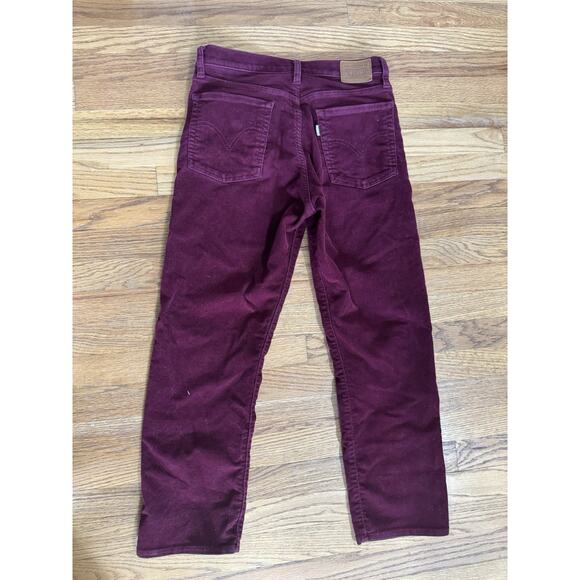 Levis Wedgie Jeans Size 29 Burgundy Corduroy Button Fly High Rise Ankle Cropped - Picture 8 of 8